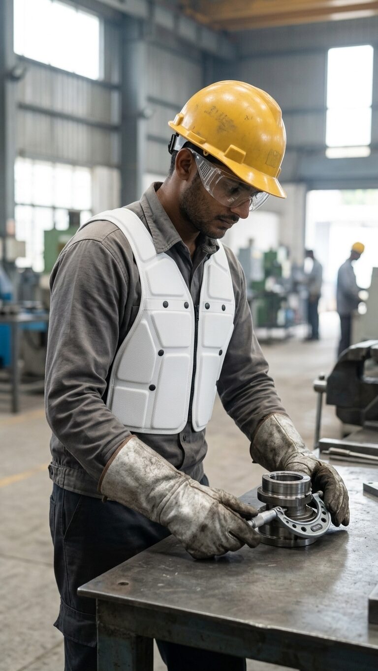Opérateur en tenue thermique haute résistance face à une coulée de métal en fusion en fonderie