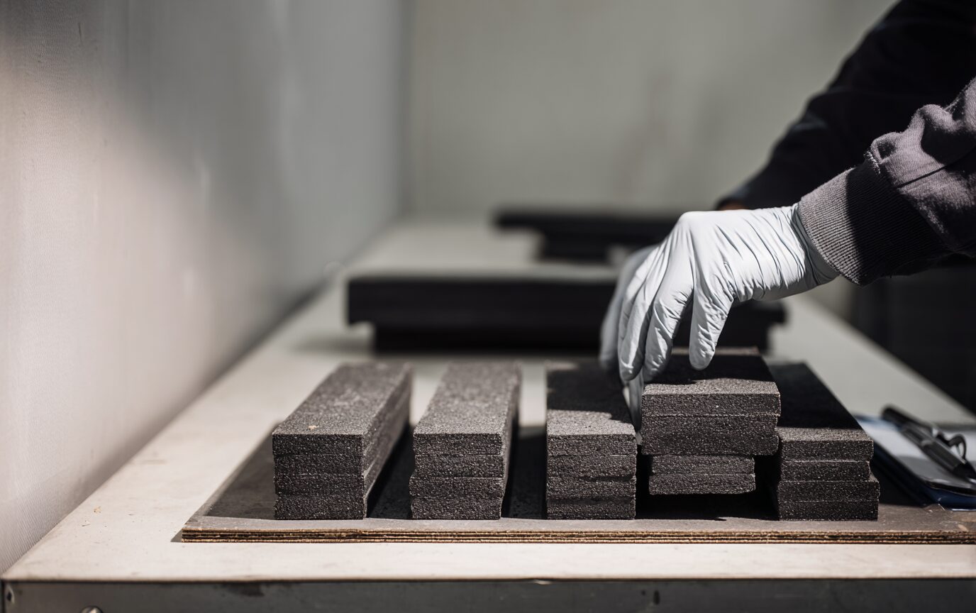 Technicien gantée inspectant des modules PCM TerraKool en atelier industriel français